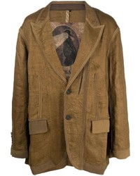 Мужской коричневый льняной пиджак от Ziggy Chen