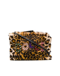 Коричневый меховой клатч с леопардовым принтом от Dolce & Gabbana
