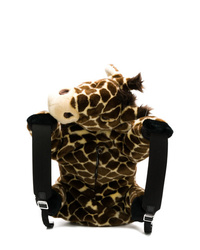 Женский коричневый меховой рюкзак с леопардовым принтом от Dolce & Gabbana