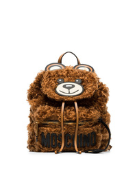 Женский коричневый меховой рюкзак от Moschino