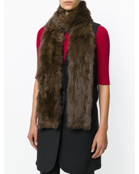 Женский коричневый меховой шарф от Yves Salomon