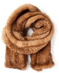 Женский коричневый меховой шарф