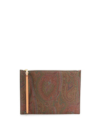 Мужской коричневый мужской клатч из плотной ткани с "огурцами" от Etro