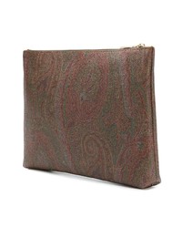 Мужской коричневый мужской клатч с "огурцами" от Etro