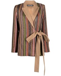 Мужской коричневый пиджак в вертикальную полоску от Benjamin Benmoyal