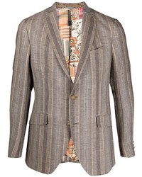 Мужской коричневый пиджак в вертикальную полоску от Etro