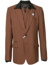 Мужской коричневый пиджак в вертикальную полоску от Maison Mihara Yasuhiro