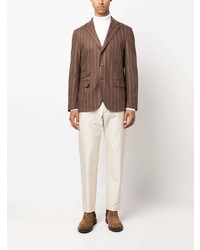 Мужской коричневый пиджак в вертикальную полоску от Eleventy
