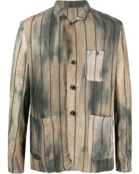 Мужской коричневый пиджак в вертикальную полоску от Uma Wang