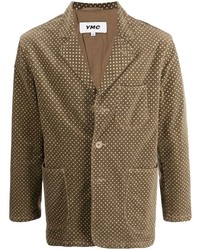 Мужской коричневый пиджак в горошек от YMC