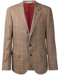 Мужской коричневый пиджак в клетку от Brunello Cucinelli