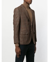 Мужской коричневый пиджак в клетку от Caruso