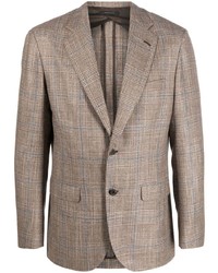 Мужской коричневый пиджак в шотландскую клетку от Brioni
