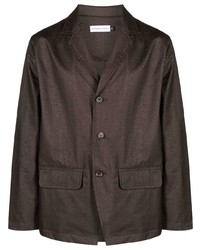 Мужской коричневый пиджак из жатого хлопка от Pop Trading Company