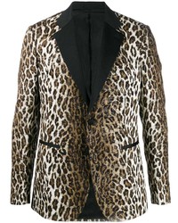 Коричневый пиджак с леопардовым принтом