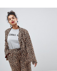 Коричневый пиджак с леопардовым принтом
