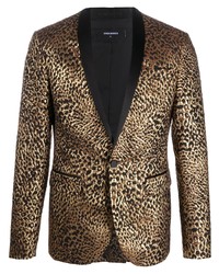 Мужской коричневый пиджак с леопардовым принтом от DSQUARED2