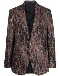 Мужской коричневый пиджак с леопардовым принтом от Etro