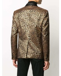 Мужской коричневый пиджак с леопардовым принтом от DSQUARED2