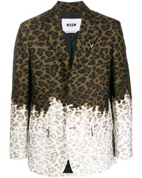Мужской коричневый пиджак с леопардовым принтом от MSGM