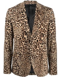 Мужской коричневый пиджак с леопардовым принтом от Reveres 1949