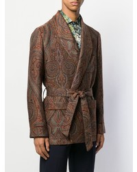 Мужской коричневый пиджак с "огурцами" от Etro