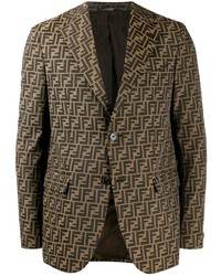 Мужской коричневый пиджак с принтом от Fendi