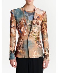 Мужской коричневый пиджак с принтом от Balmain
