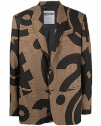 Мужской коричневый пиджак с принтом от Moschino