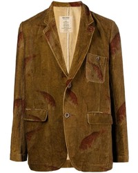 Мужской коричневый пиджак с принтом от Uma Wang
