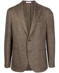 Мужской коричневый пиджак с узором "в ёлочку" от Boglioli