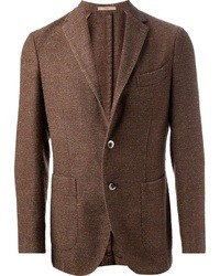 Мужской коричневый пиджак с узором "в ёлочку" от Boglioli