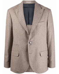 Мужской коричневый пиджак с узором "в ёлочку" от Brunello Cucinelli