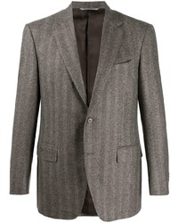 Мужской коричневый пиджак с узором "в ёлочку" от Canali