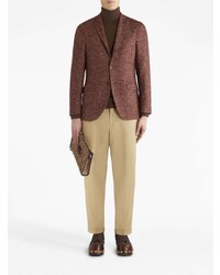 Мужской коричневый пиджак с узором "в ёлочку" от Etro