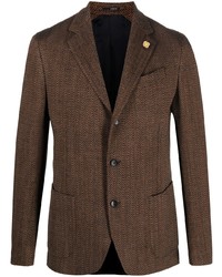 Мужской коричневый пиджак с узором "в ёлочку" от Lardini