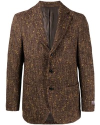 Мужской коричневый пиджак с узором "в ёлочку" от Man On The Boon.