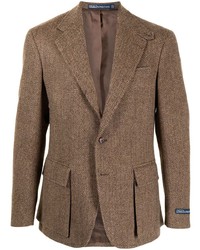 Мужской коричневый пиджак с узором "в ёлочку" от Polo Ralph Lauren