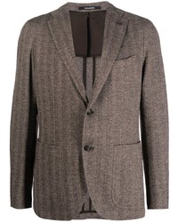 Мужской коричневый пиджак с узором "в ёлочку" от Tagliatore
