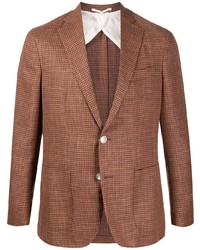 Мужской коричневый пиджак с узором "гусиные лапки" от Barba