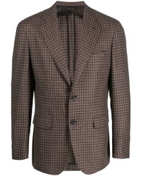 Мужской коричневый пиджак с узором "гусиные лапки" от Brioni