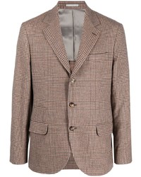 Мужской коричневый пиджак с узором "гусиные лапки" от Brunello Cucinelli