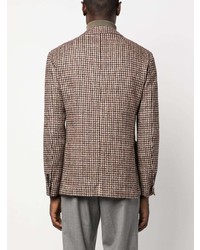 Мужской коричневый пиджак с узором "гусиные лапки" от Lardini