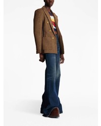 Мужской коричневый пиджак с узором "гусиные лапки" от Balmain