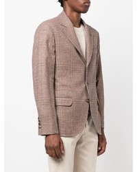 Мужской коричневый пиджак с узором "гусиные лапки" от Brunello Cucinelli