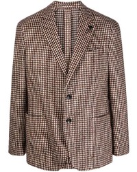 Мужской коричневый пиджак с узором "гусиные лапки" от Lardini