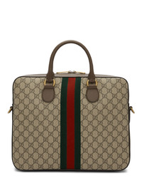 Коричневый портфель из плотной ткани от Gucci