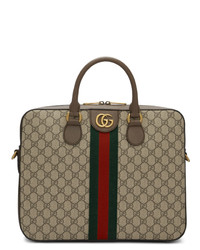 Коричневый портфель из плотной ткани от Gucci