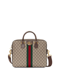 Коричневый портфель из плотной ткани от Gucci