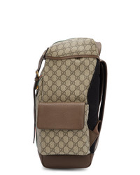 Мужской коричневый рюкзак из плотной ткани с принтом от Gucci